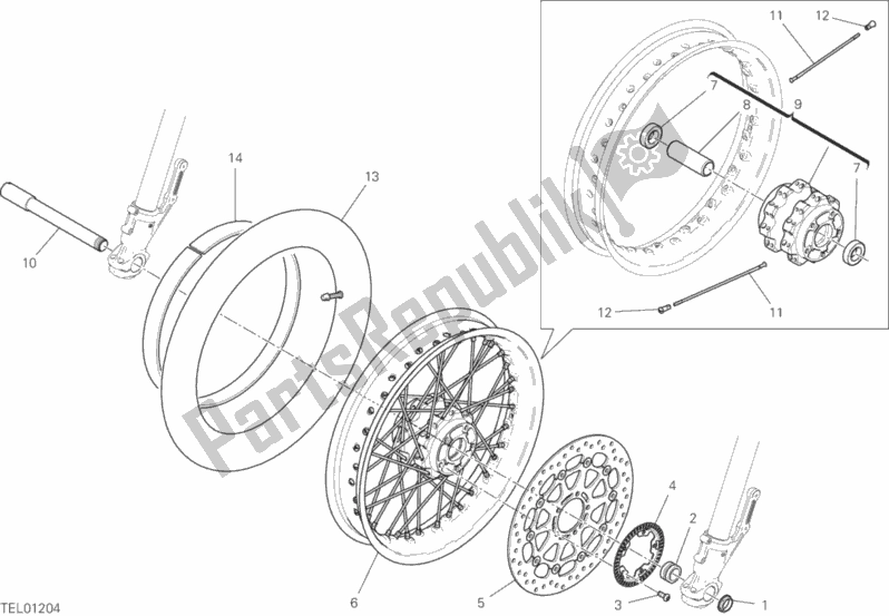 Toutes les pièces pour le Roue Avant du Ducati Scrambler Cafe Racer 803 2020